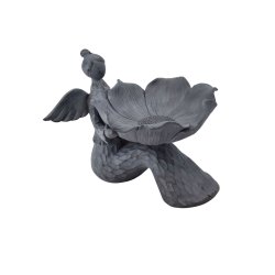 Engel sidder med blomster fuglebad antik gr i stor og lille strrelse